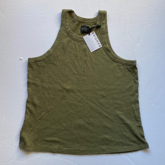Bandier x WSLY Rivington ribbed tank in khaki green - Picture 2 of 7